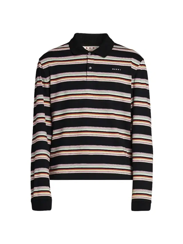 Marni Men's Striped Cotton Slim-Fit Polo Shirt - Pale Mint