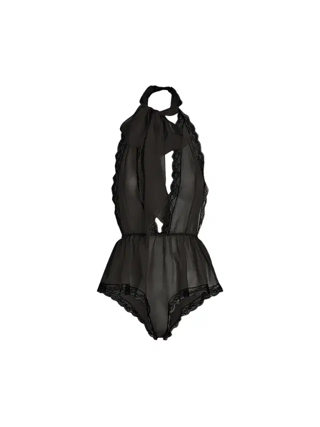 Women's Stretch-Silk Lace-Trim Romper - Black
