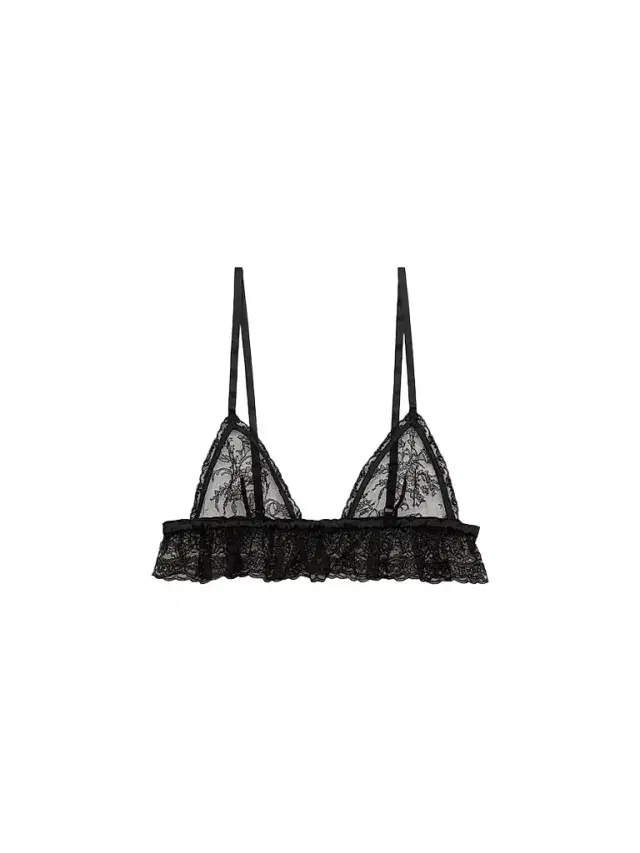 Dolce & Gabbana Women's Floral Lace Ruffle Soft Cup Bra - Black