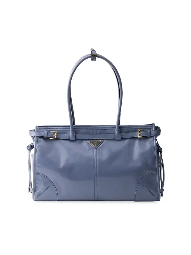 Prada Women's Bonnie  Leather Top Handle Bag - Blue Gold