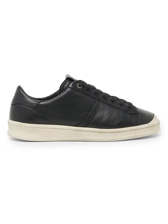 Men's Leather Low-Top Sneakers - Black