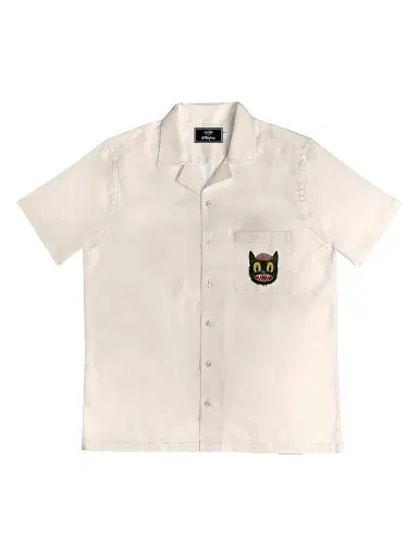 Arrels Barcelona Men's Small Cat Graphic Patch Pocket Camp Shirt | Thumbnail 1