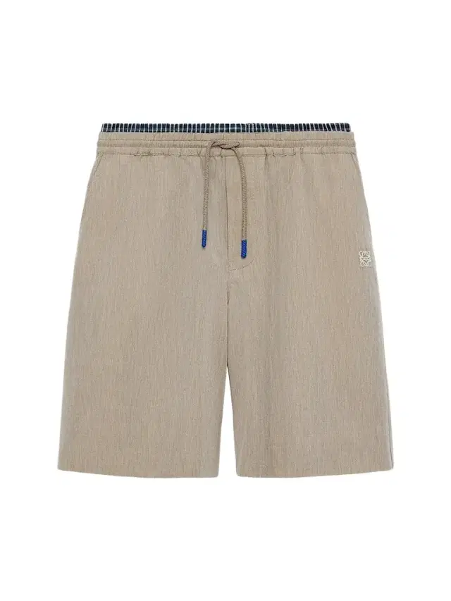 LOEWE Men's Layered-Waistband Cotton-Wool Blend Shorts - Beige
