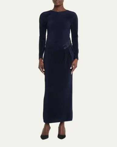 Giorgio Armani Jersey Dress w/ Beaded Hip Detail | Thumbnail 2 Giorgio Armani Jersey Dress w/ Beaded Hip Detail | Thumbnail 2