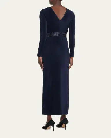 Giorgio Armani Jersey Dress w/ Beaded Hip Detail | Thumbnail 3 Giorgio Armani Jersey Dress w/ Beaded Hip Detail | Thumbnail 3