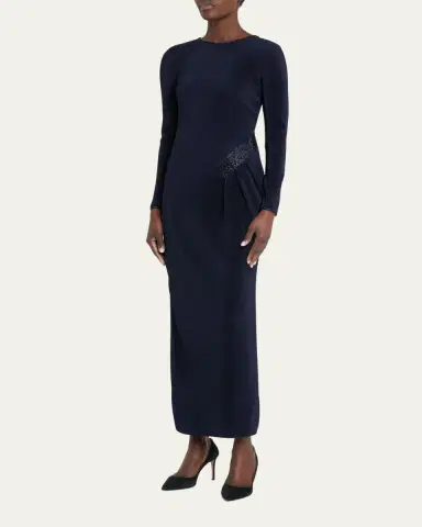 Giorgio Armani Jersey Dress w/ Beaded Hip Detail | Thumbnail 4 Giorgio Armani Jersey Dress w/ Beaded Hip Detail | Thumbnail 4