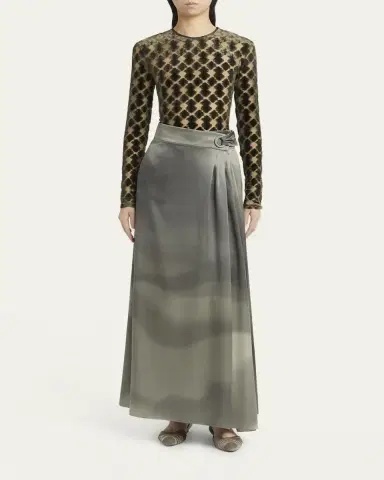 Giorgio Armani Velvet Jersey Jacquard Long-Sleeve Top | Thumbnail 2