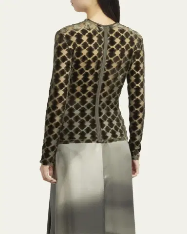 Giorgio Armani Velvet Jersey Jacquard Long-Sleeve Top | Thumbnail 3