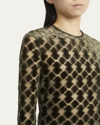 Giorgio Armani Velvet Jersey Jacquard Long-Sleeve Top | Thumbnail 5
