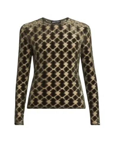 Giorgio Armani Velvet Jersey Jacquard Long-Sleeve Top | Thumbnail 1