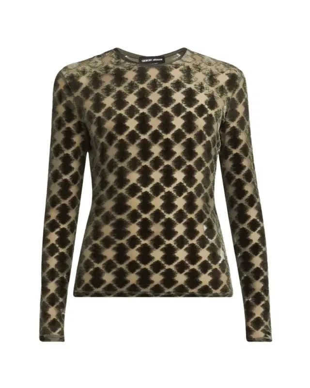 Giorgio Armani Velvet Jersey Jacquard Long-Sleeve Top