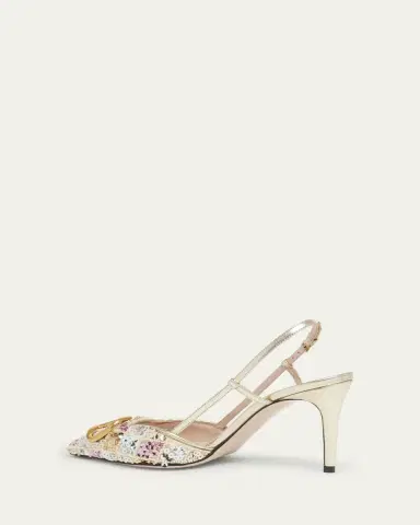 Valentino Garavani VLogo Signature Sequined Beaded Slingback Pumps | Thumbnail 2 Valentino Garavani VLogo Signature Sequined Beaded Slingback Pumps | Thumbnail 2