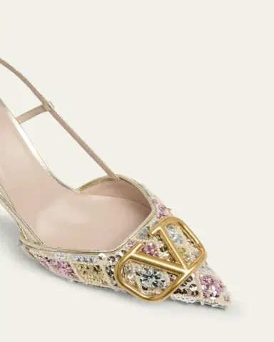 Valentino Garavani VLogo Signature Sequined Beaded Slingback Pumps | Thumbnail 3 Valentino Garavani VLogo Signature Sequined Beaded Slingback Pumps | Thumbnail 3