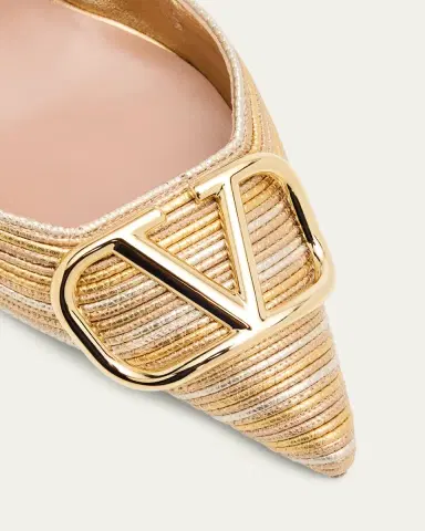 Valentino Garavani 80mm VLogo Signature Metallic Slingback Pumps with Cornely Embroidery | Thumbnail 7 Valentino Garavani 80mm VLogo Signature Metallic Slingback Pumps with Cornely Embroidery | Thumbnail 7