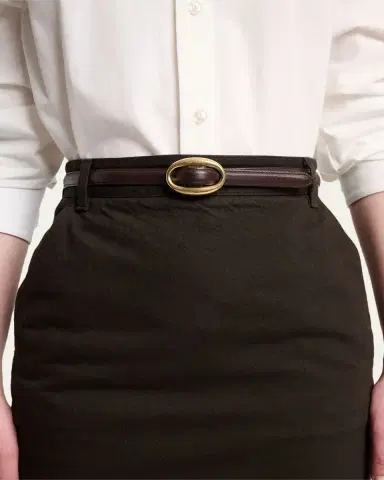 Saint Laurent Double Oval Skinny Leather Belt | Thumbnail 3
