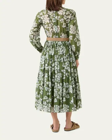 Akris punto Floral Cotton Muslin Tiered Midi Shirtdress | Thumbnail 3 Akris punto Floral Cotton Muslin Tiered Midi Shirtdress | Thumbnail 3