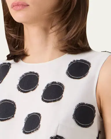 Akris punto Sleeveless Fringed Polka-Dot Jacquard Midi Dress | Thumbnail 5