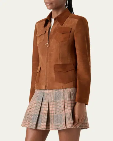 Akris punto Suede Slim Zip Jacket | Thumbnail 4 Akris punto Suede Slim Zip Jacket | Thumbnail 4