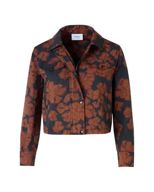 Ikat Flower Motorbike Jacket in Cotton Canvas