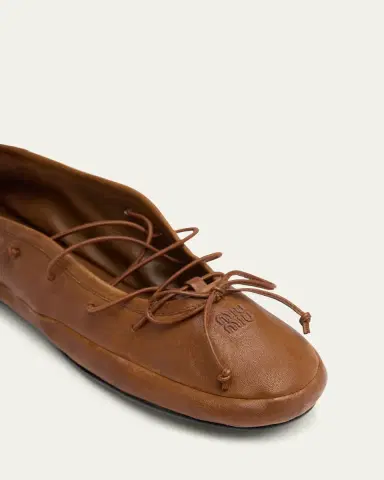 Miu Miu Vitello Leather Lace-Up Ballerina Flats | Thumbnail 3 Miu Miu Vitello Leather Lace-Up Ballerina Flats | Thumbnail 3