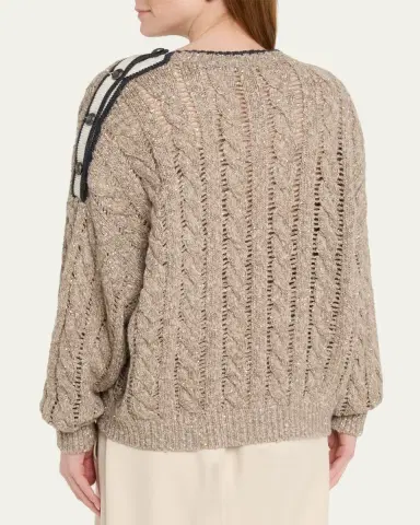Brunello Cucinelli Sparkly Cable-Knit Sweater | Thumbnail 3