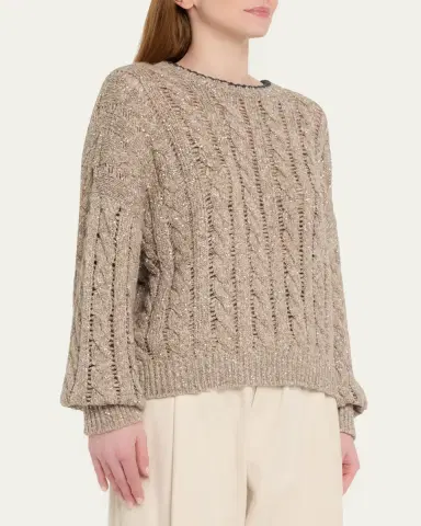 Brunello Cucinelli Sparkly Cable-Knit Sweater | Thumbnail 4