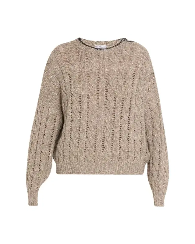 Brunello Cucinelli Sparkly Cable-Knit Sweater