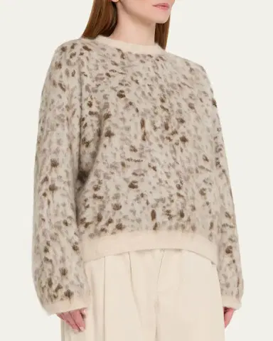 Brunello Cucinelli Blurred Jacquard Cashmere Knit Sweater | Thumbnail 4