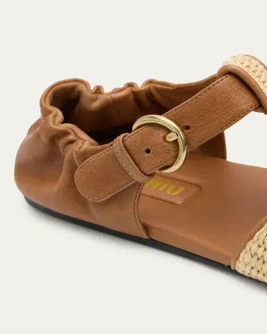 Miu Miu Raffia and Leather Fisherman Sandals | Thumbnail 5