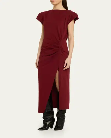 Isabel Marant Nadela Ruched Cotton Jersey Dress | Thumbnail 4 Isabel Marant Nadela Ruched Cotton Jersey Dress | Thumbnail 4