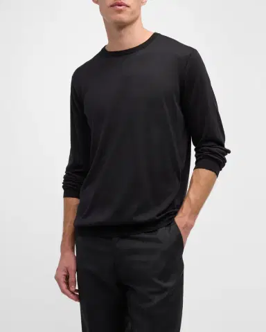 Giorgio Armani Men's Slim Wool Crewneck Sweater | Thumbnail 5