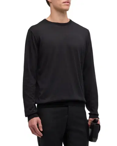 Giorgio Armani Men's Slim Wool Crewneck Sweater | Thumbnail 1