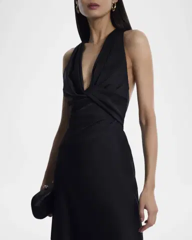 BCBGMAXAZRIA Twisted Cowl-Neck Halter Gown | Thumbnail 4 BCBGMAXAZRIA Twisted Cowl-Neck Halter Gown | Thumbnail 4