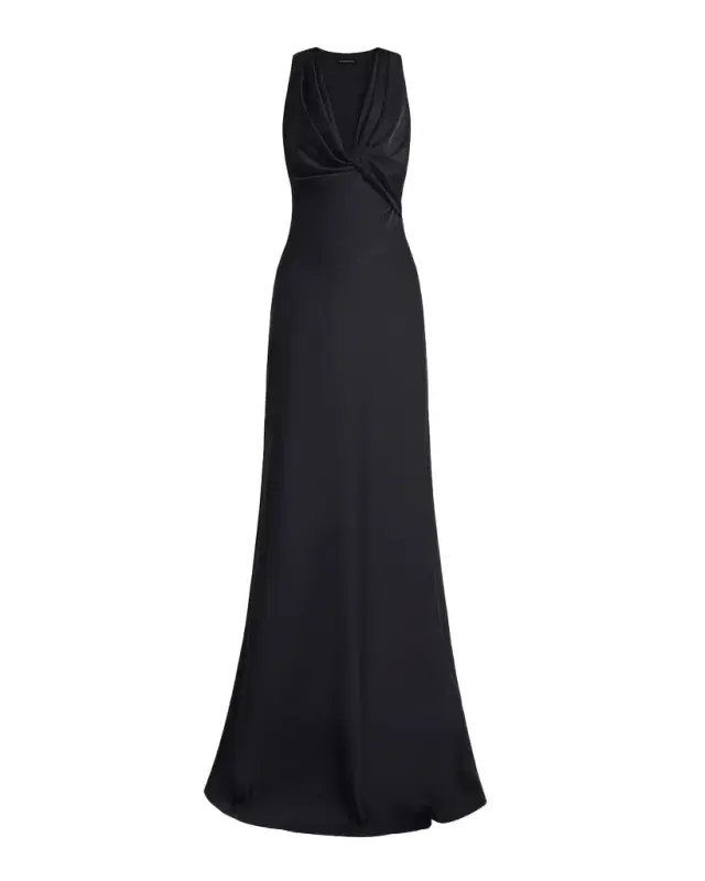 BCBGMAXAZRIA Twisted Cowl-Neck Halter Gown