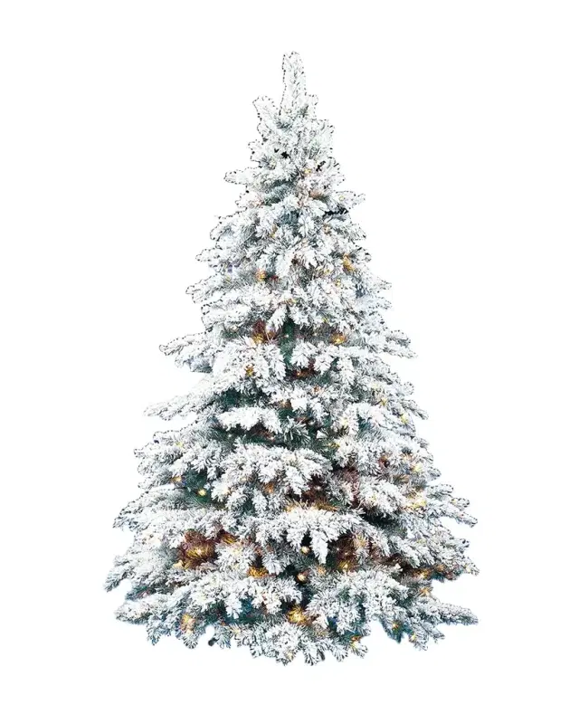 Barcana 8 ' Flocked Silvertip Pre-Lit Christmas Tree