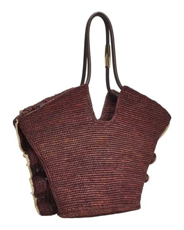 Zimmermann Goldentime Medium Ruffle Tote Bag in Raffia