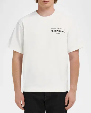 Ferragamo Men's Logo Crewneck T-Shirt | Thumbnail 3 Ferragamo Men's Logo Crewneck T-Shirt | Thumbnail 3