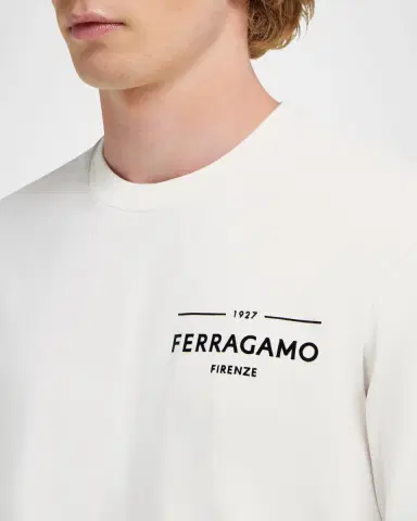 Ferragamo Men's Logo Crewneck T-Shirt | Thumbnail 4 Ferragamo Men's Logo Crewneck T-Shirt | Thumbnail 4