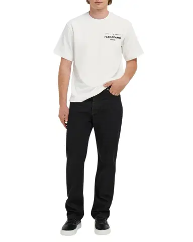 Ferragamo Men's Logo Crewneck T-Shirt | Thumbnail 1 Ferragamo Men's Logo Crewneck T-Shirt | Thumbnail 1