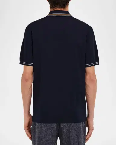 Ferragamo Men's Logo-Placket Pique Polo Shirt | Thumbnail 2 Ferragamo Men's Logo-Placket Pique Polo Shirt | Thumbnail 2
