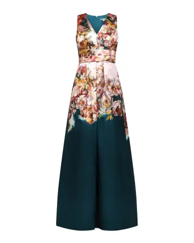 Kay Unger New York Mariah Sleeveless Floral Mikado Gown | Thumbnail 1