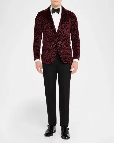 Sartorio Men 's Paisley Velvet Single-Button Dinner Jacket | Thumbnail 2 Sartorio Men 's Paisley Velvet Single-Button Dinner Jacket | Thumbnail 2