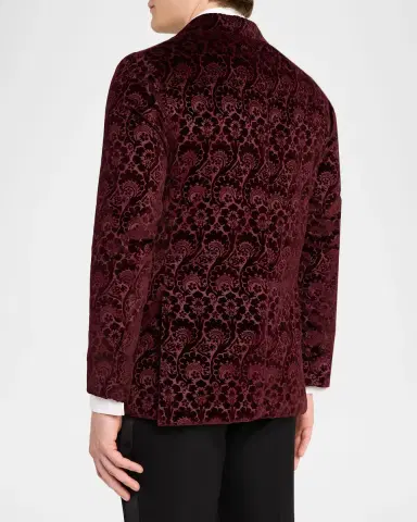 Sartorio Men 's Paisley Velvet Single-Button Dinner Jacket | Thumbnail 3 Sartorio Men 's Paisley Velvet Single-Button Dinner Jacket | Thumbnail 3