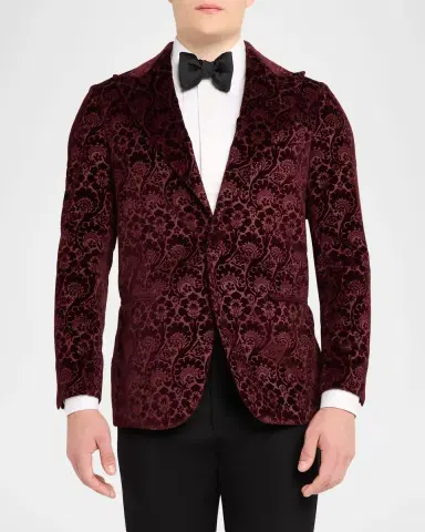 Sartorio Men 's Paisley Velvet Single-Button Dinner Jacket | Thumbnail 4 Sartorio Men 's Paisley Velvet Single-Button Dinner Jacket | Thumbnail 4