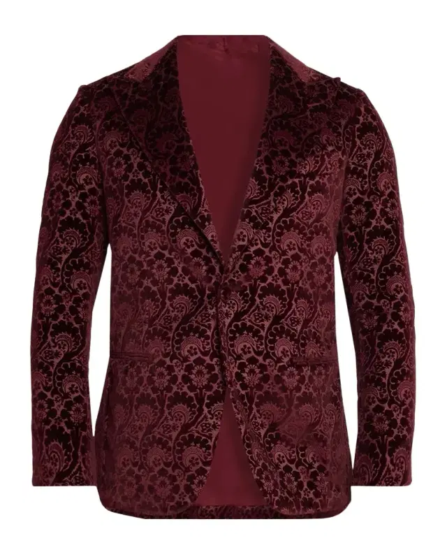 Men 's Paisley Velvet Single-Button Dinner Jacket