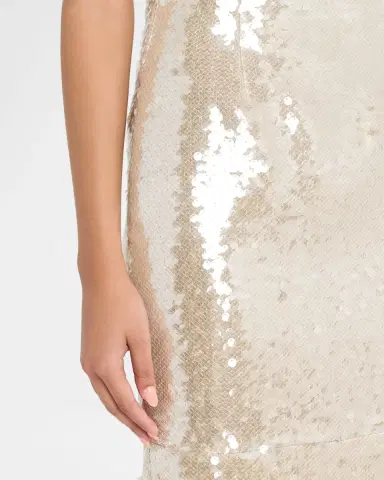 LaQuan Smith Strapless Lace-Up Sequined Trumpet Gown | Thumbnail 5