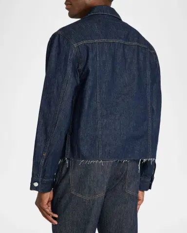 Helmut Lang Men's Brooklyn Denim Cropped Trucker Jacket | Thumbnail 3 Helmut Lang Men's Brooklyn Denim Cropped Trucker Jacket | Thumbnail 3