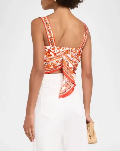 Dolce & Gabbana Majolica Silk Twill Scarf Bustier Top | Thumbnail 2