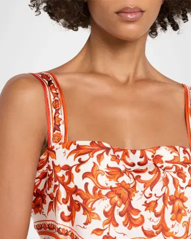 Dolce & Gabbana Majolica Silk Twill Scarf Bustier Top | Thumbnail 4