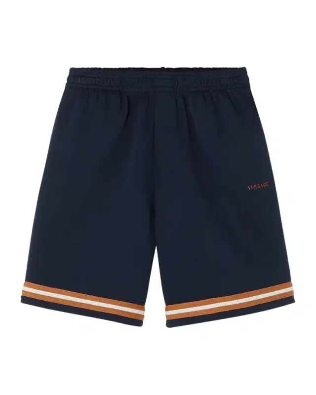 Versace Boy 's Embroidered-Logo Strech Pique Shorts, Size 4-14